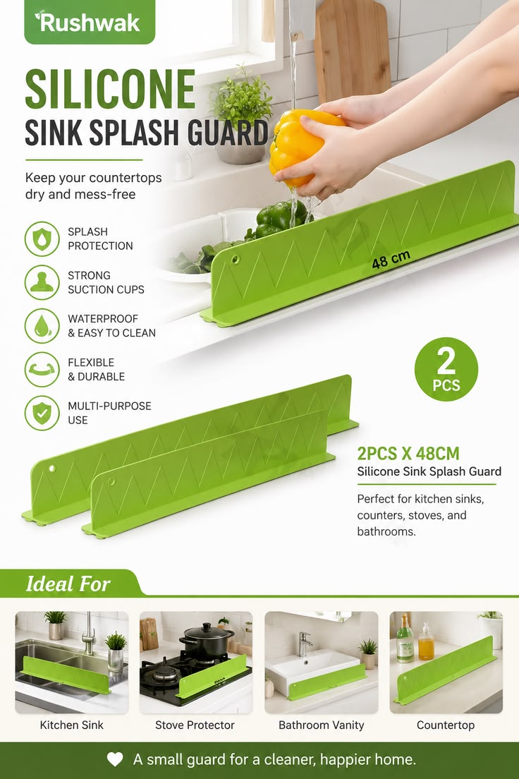 Premium Kitchen Sink Silicone Water Splash Guard | 3 Pcs